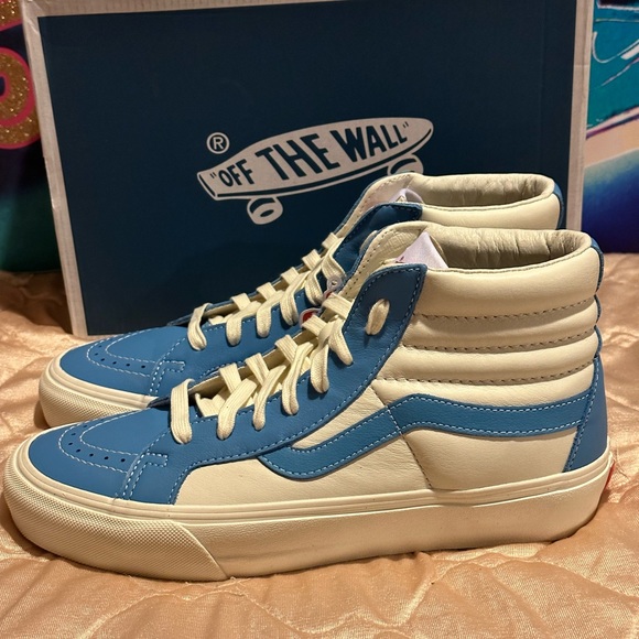 VANS VAULT SK8-HI REISSUE VL (BONNIE BLUE / MARSHMALLOW LEATHER) unisex 8m/9.5w - Picture 3 of 8